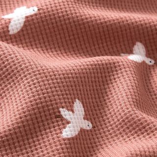 Wafel jersey Vogels – oudroze, 