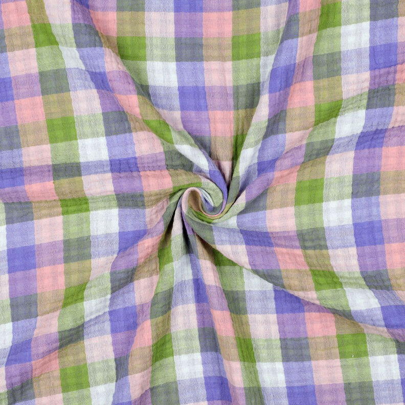 Mousseline/dubbel gehaakte stoffen Ruit Doubleface | Poppy Fabrics – roze/lavendel,  image number 3