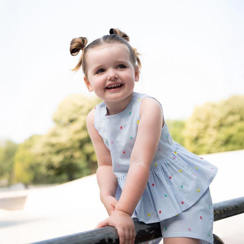 Fijne katoenen batist Dobby en strepen | Poppy Fabrics – lichtblauw/wit,  image number 5