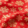 Katoenen stof Popeline Sneeuwkristal – rood/goud,  thumbnail number 2
