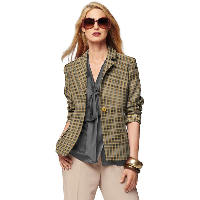 Viscosemix Ruiten met lurex – donkerbeige/currygeel,  image number 5
