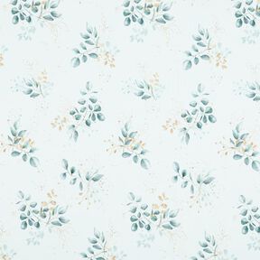 Katoenjersey Eucalyptus | Glitzerpüppi – wit/duifblauw, 