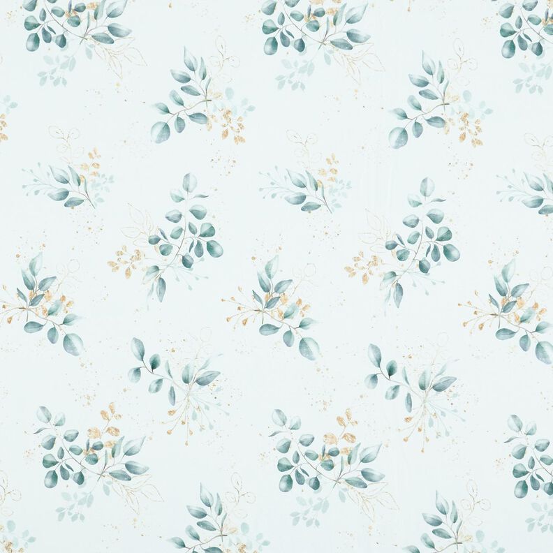 Katoenjersey Eucalyptus | Glitzerpüppi – wit/duifblauw,  image number 1