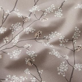 Decostof Half panama Bloeiende takken – taupe, 