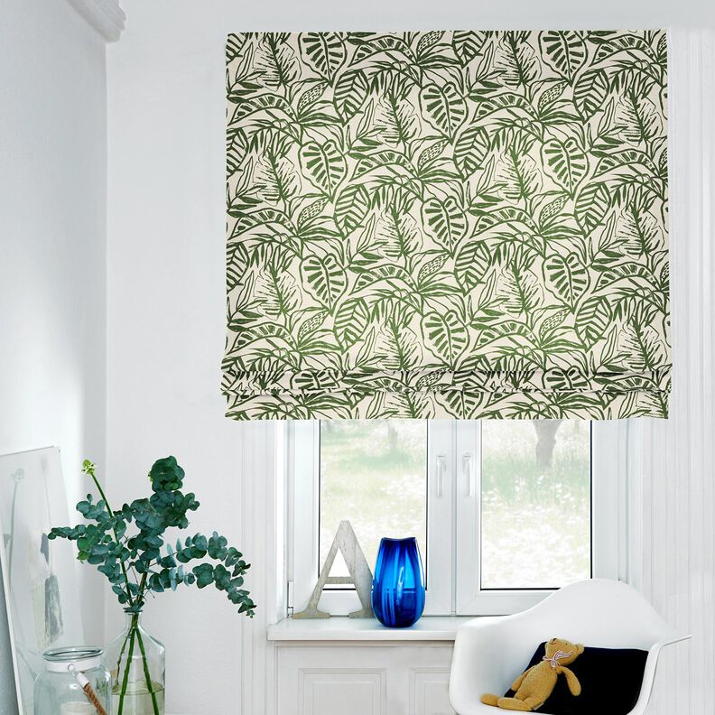 Decostof Half panama geschilderde Monstera – creme/pijn,  image number 6