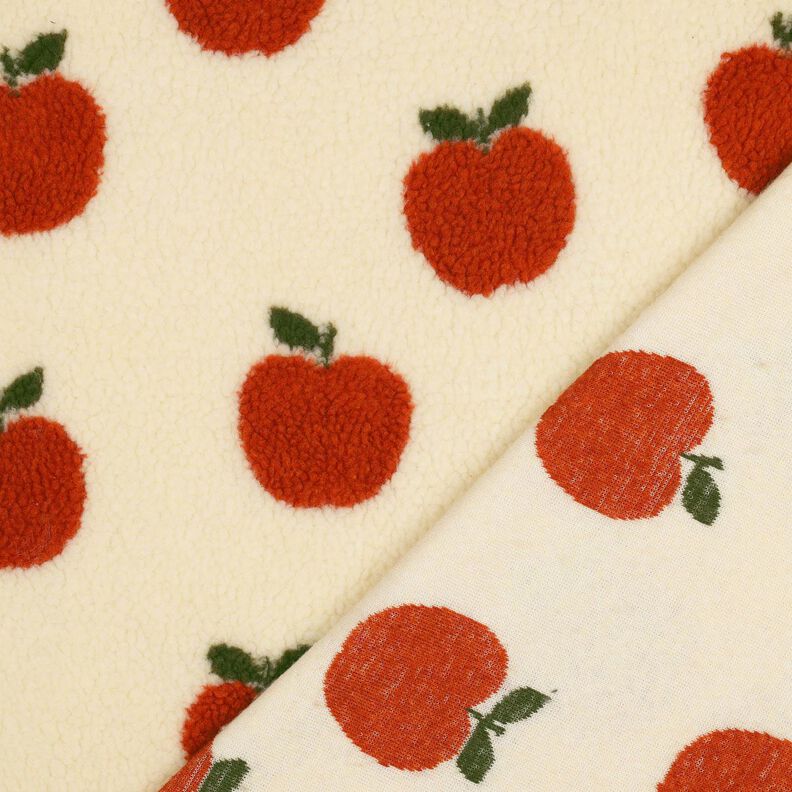 Teddy pluche Appels | Poppy Fabrics – ecru/terracotta, image number 4