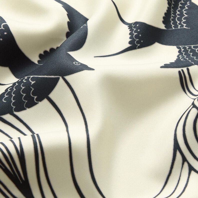 Satijnen paneel zwaluwen | Katia Fabrics – anthraciet/creme,  image number 8