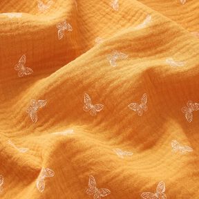 Mousseline/dubbel gehaakte stoffen delicate vlinders – currygeel, 