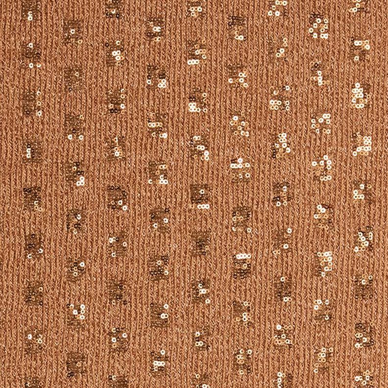 Gebreide stof glitter pailletten vakjes – karamel, image number 1