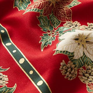 Katoenen stof popeline kerstslinger – rood, 