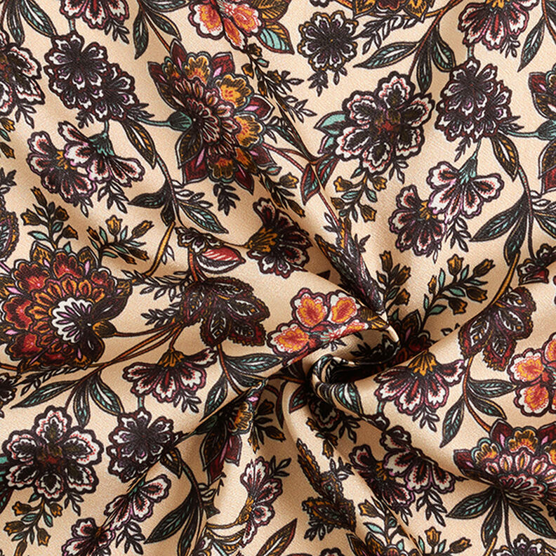 Viscosesatijn paisley bloemen – cashew,  image number 3