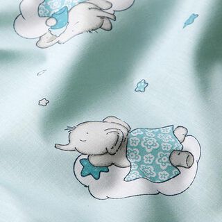 Katoenen stof cretonne  Sluimer-olifant – grijs/blauw | Stofrestant 100cm, 