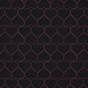Doorgestikte stof Neonharten | Poppy Fabrics – zwart/neon pink, 