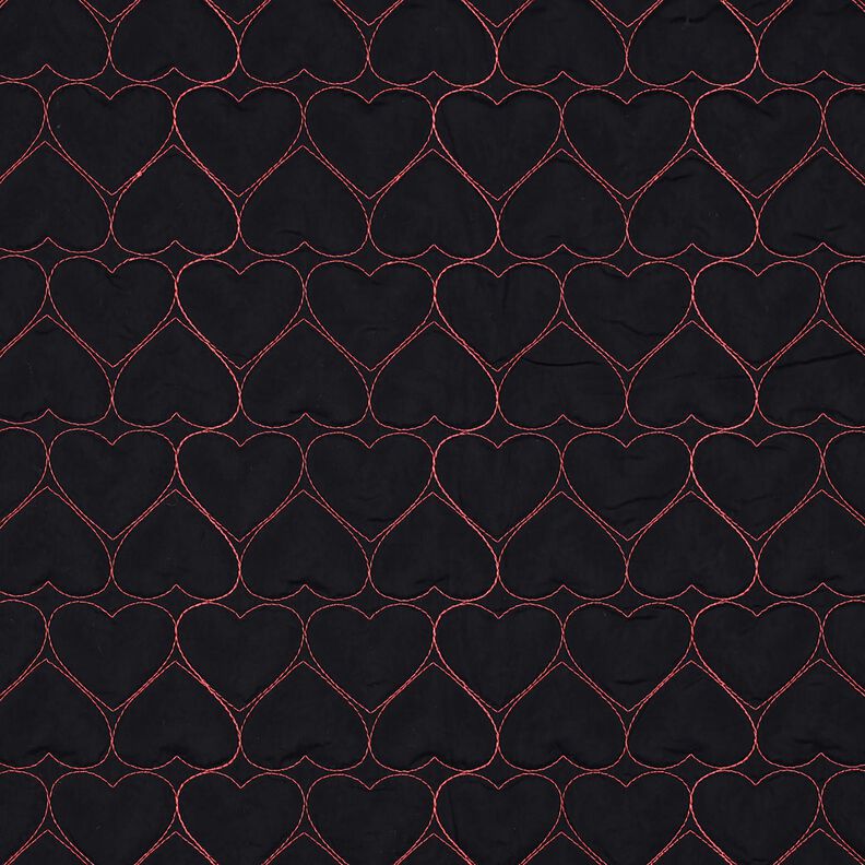 Doorgestikte stof Neonharten | Poppy Fabrics – zwart/neon pink,  image number 1