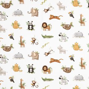 GOTS Katoenjersey schattige steppedieren Digitaal printen | Poppy Fabrics – wit/lichtolijf, 