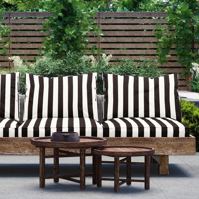 Outdoorstof Canvas Blokstrepen – zwart/ivoor,  image number 6
