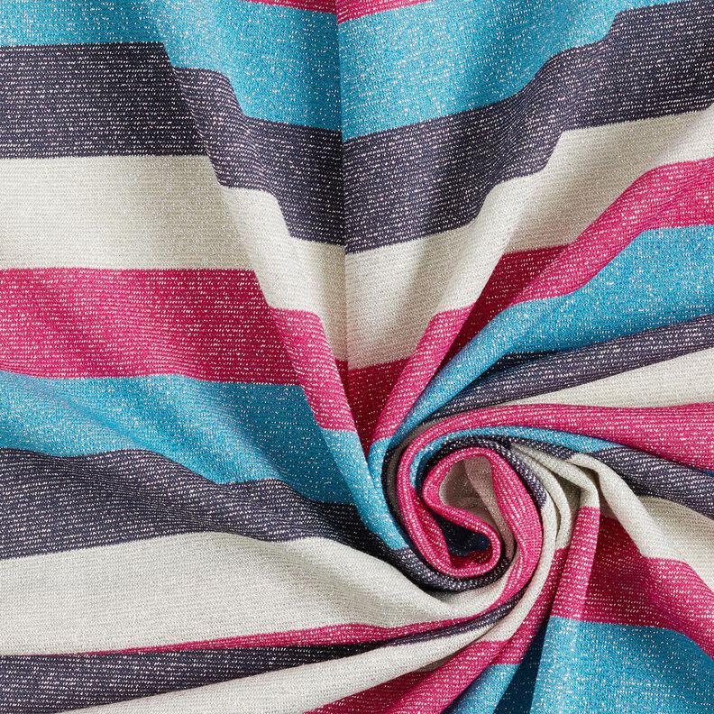Glitterjersey strepen – intens roze/marineblauw,  image number 3
