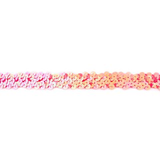 Elastische paillettenboord [20 mm] – perzik sinaasappel/roze, 