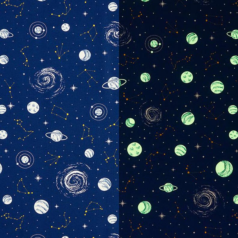 Decostof Glow-in-the-dark sterrenstelsels – marineblauw/lichtgeel,  image number 1