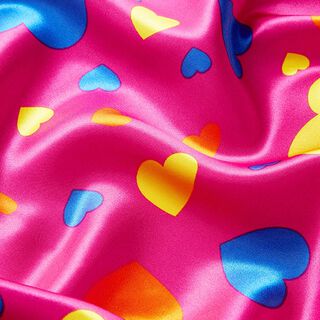 Polyestersatijn kleine en grote harten – pink, 