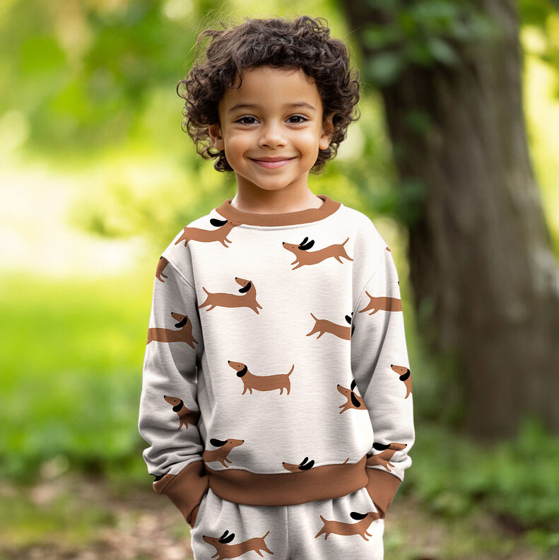 Sweatshirt geruwd blije teckels | Poppy Fabrics – ivoor, image number 5