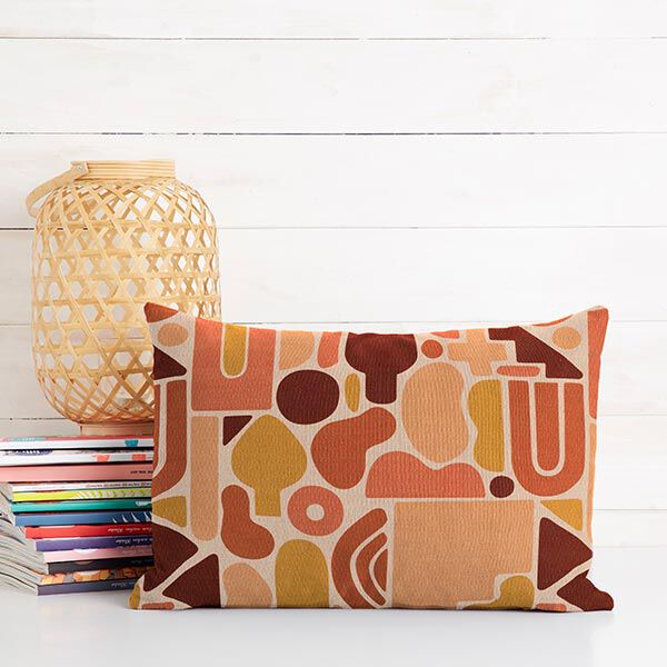 Decostof jacquard retro vormen gerecycled – currygeel/natuur, image number 6
