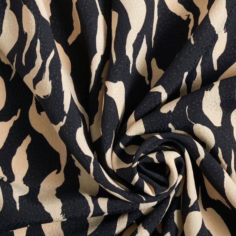 Viscosestof abstract zebrapatroon – zwart/lichtbeige,  image number 3
