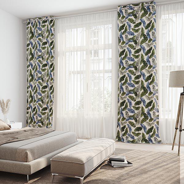 Decostof half panama Palmbladeren – donkergroen/blauw, image number 4