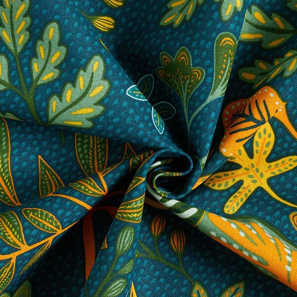 Decostof Half panama Gebladertekunst – oceaanblauw, image number 3