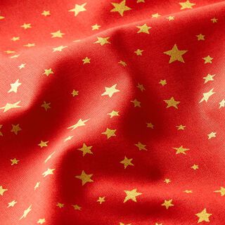Decostof cretonne kerst sterrenhemel – rood | Stofrestant 100cm, 
