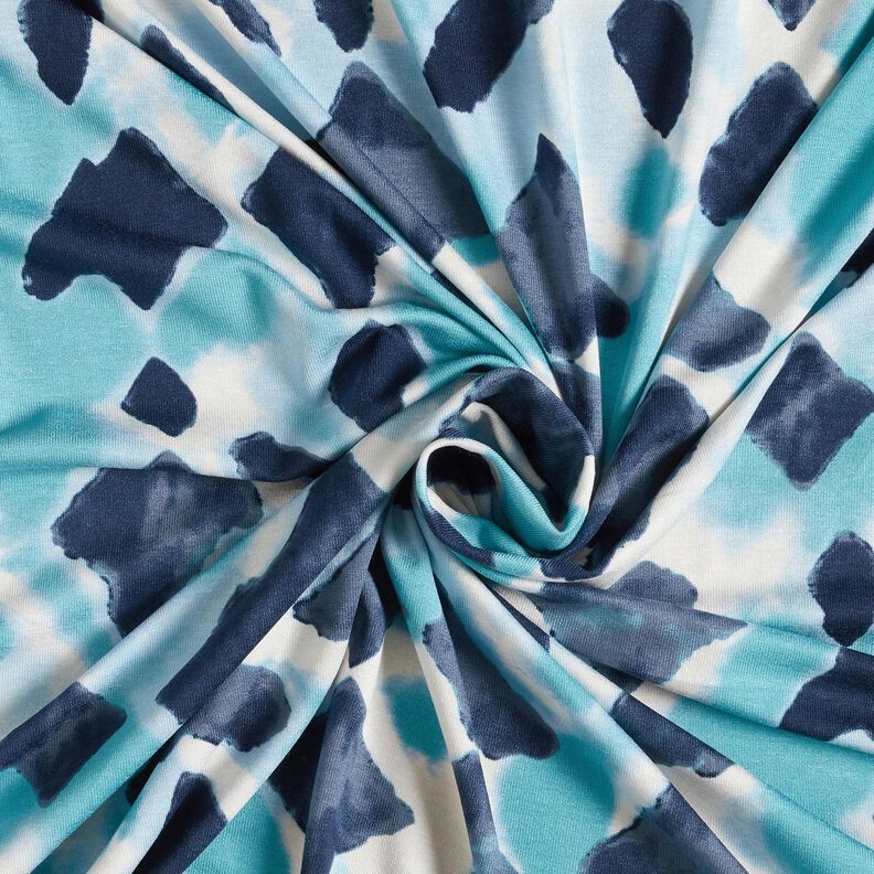 Viscosejersey Ikat-motief – hemelsblauw/nachtblauw, image number 3