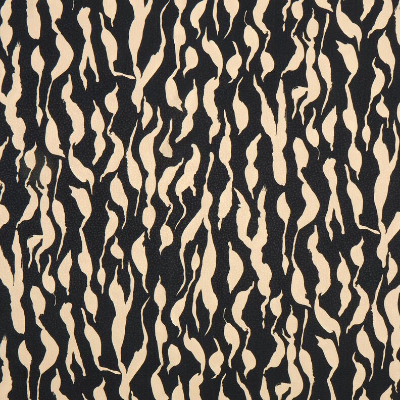 Viscosestof abstract zebrapatroon – zwart/lichtbeige,  image number 1
