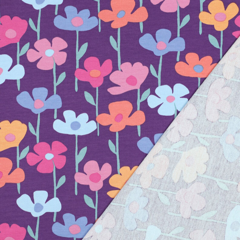 French Terry sommersweat bonte bloemen | Poppy Fabrics – roodlila,  image number 4