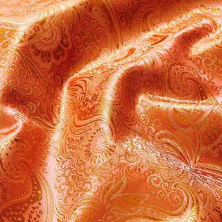 Kledingsjacquard metallic paisley – zalm/goud, 