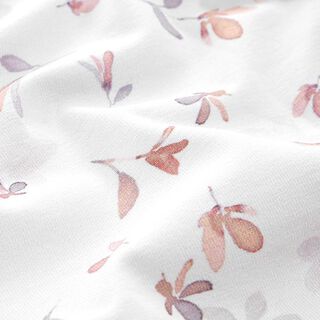 GOTS Katoenjersey Aquarel bloemetjes – nevelgrijs/roségoud, 