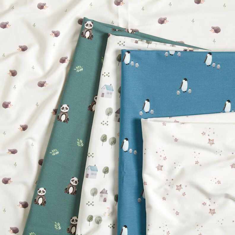 GOTS French Terry sommersweat kleine egeltjes Digitaal printen – ivoor,  image number 5