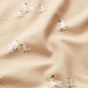 Katoenjersey lieve meeuwen – cashew, 