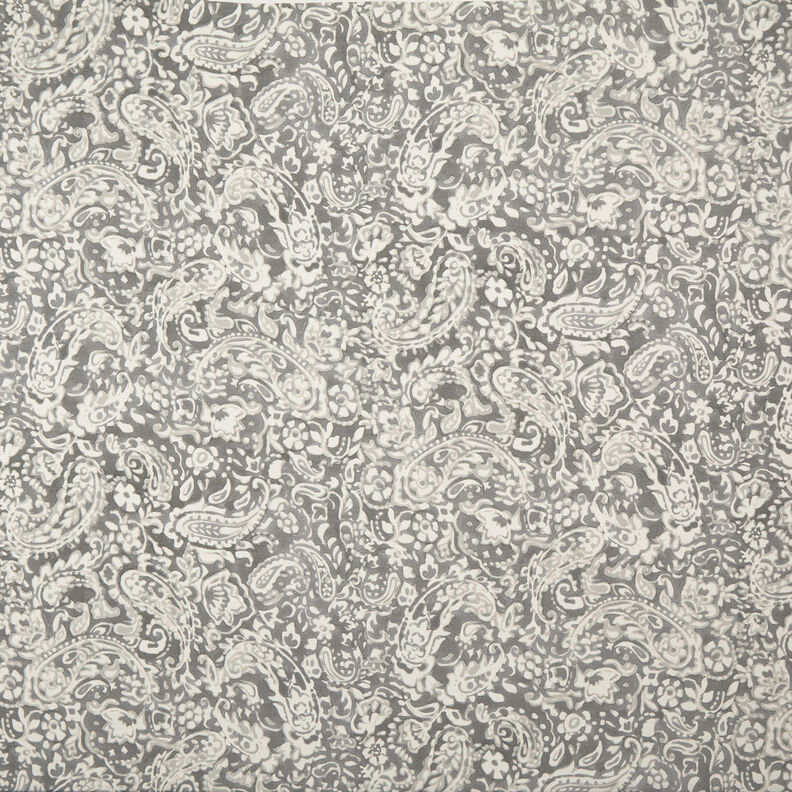 Paisley en bloemen van crêpestof – grijs/wit, image number 1