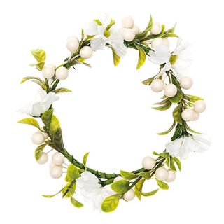 Deco bloemenkrans met bessen [Ø 10 cm/ 16 cm] – wit/groen, 