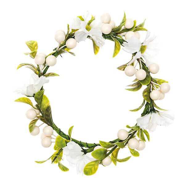 Deco bloemenkrans met bessen [Ø 10 cm/ 16 cm] – wit/groen,  image number 1