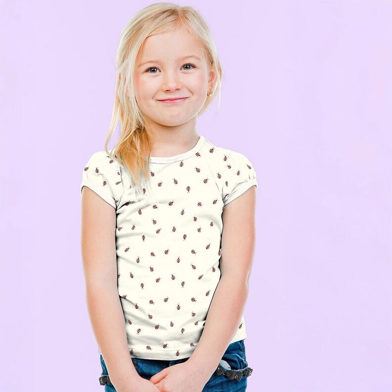 Katoenjersey Lieveheersbeestje &ndash; wit/rood,  image number 5