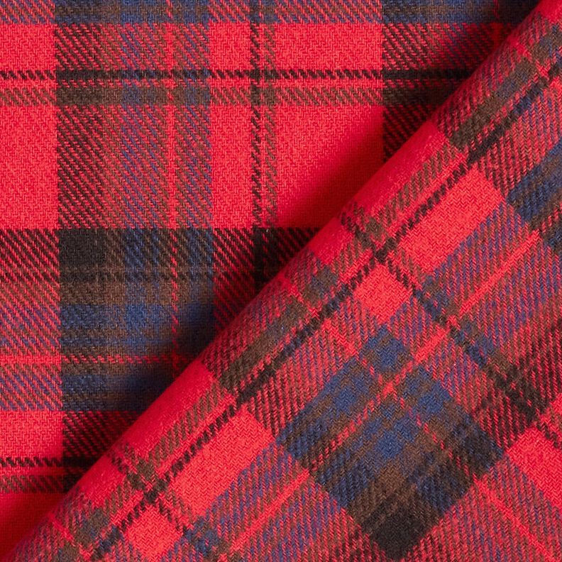 Katoenflanel Ruit – chili/indigo, image number 4