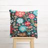 Decoratiefluweel Geborduurde bloemen – petroleum/karmijnrood,  thumbnail number 8
