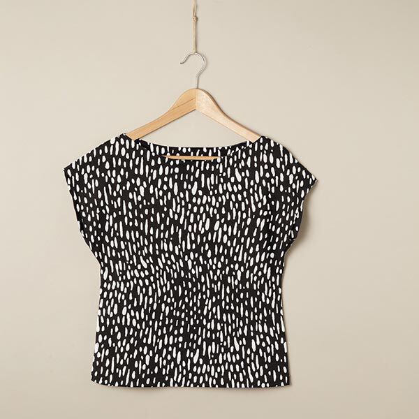 Viscose jersey druppels – zwart/wit, image number 7