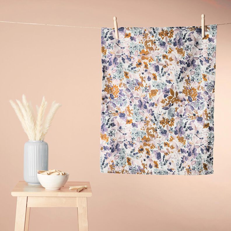 Wafelpiqué Aquarel bloemen | Poppy Fabrics – wit/lavendel, image number 8