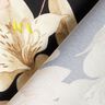 Crêpe satijn magnolia's met palmbladeren – zwart/beige,  thumbnail number 4