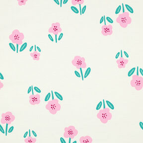 French Terry sommersweat Bloemen| by Poppy – ecru/roze, 