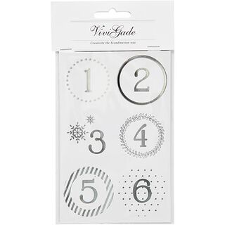 Adventskalender sticker - zilver, 