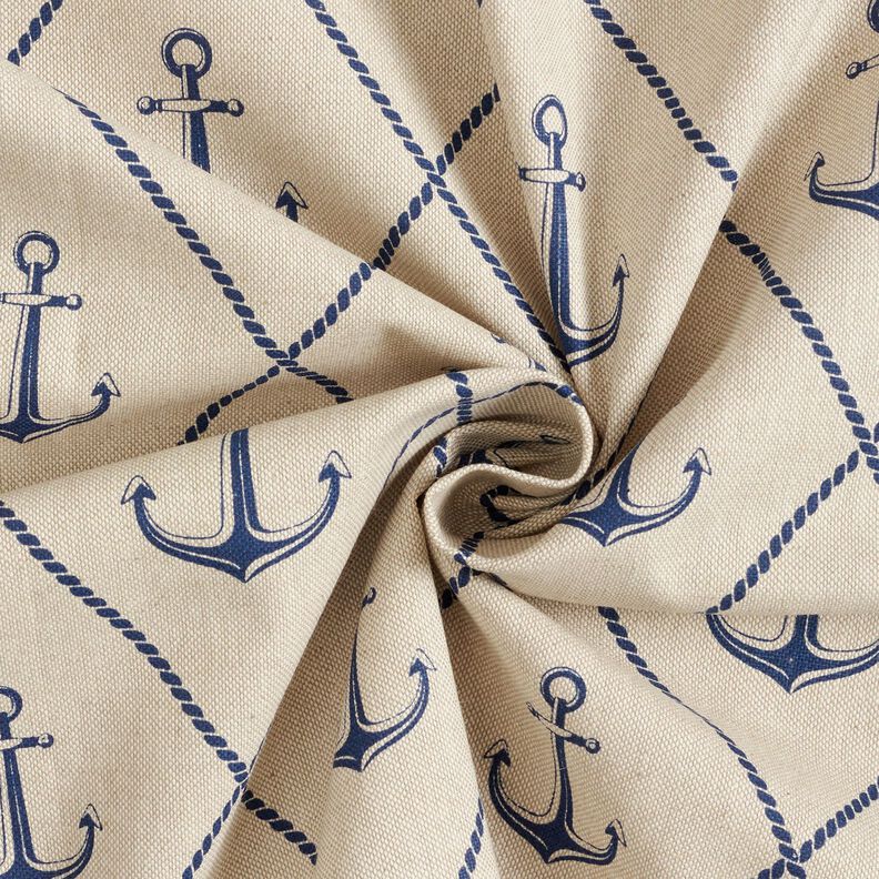 Decostof Half panama Anker klassiek – natuur/marineblauw, image number 3