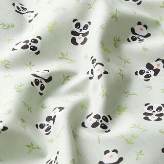 Katoenen stof Cretonne knuffelige panda – groen, 